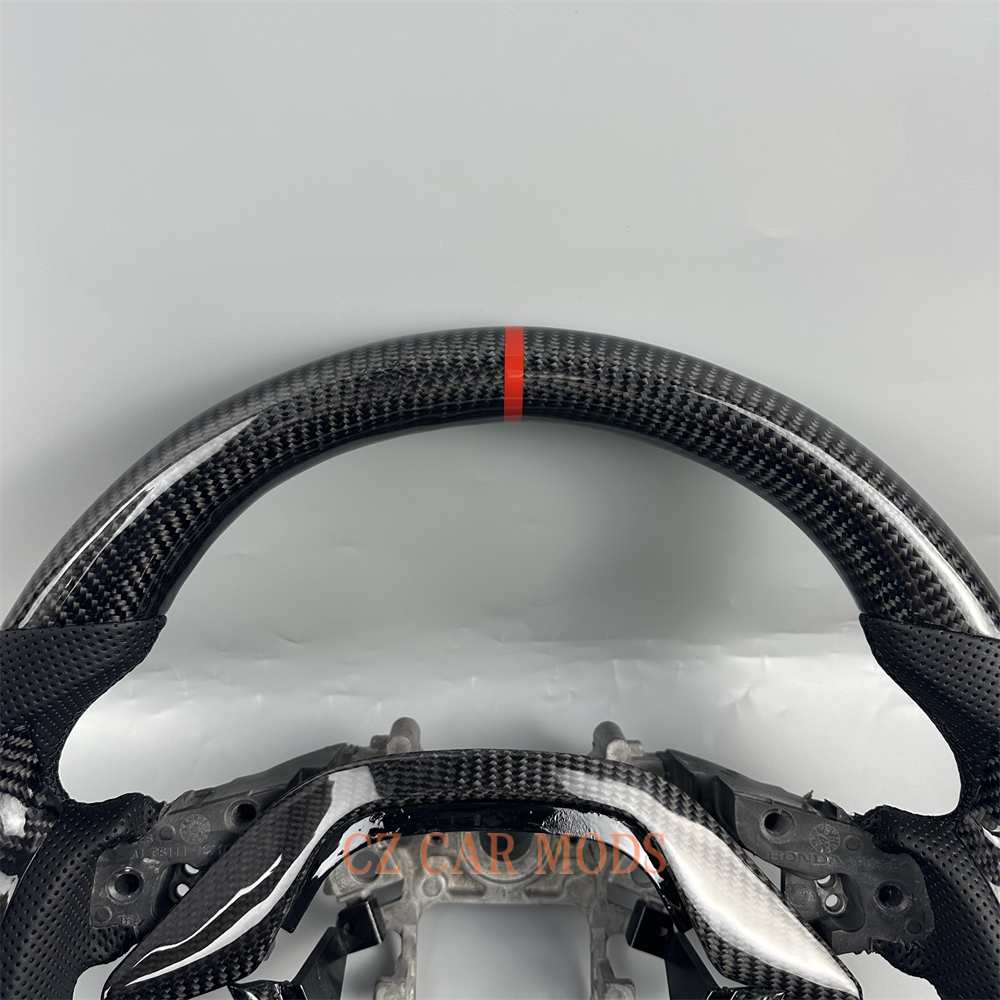 Customized black carbon fiber perforated leather red strip Steering Wheel For 2018 2019 2020 2021 2022 2023 Honda Accord