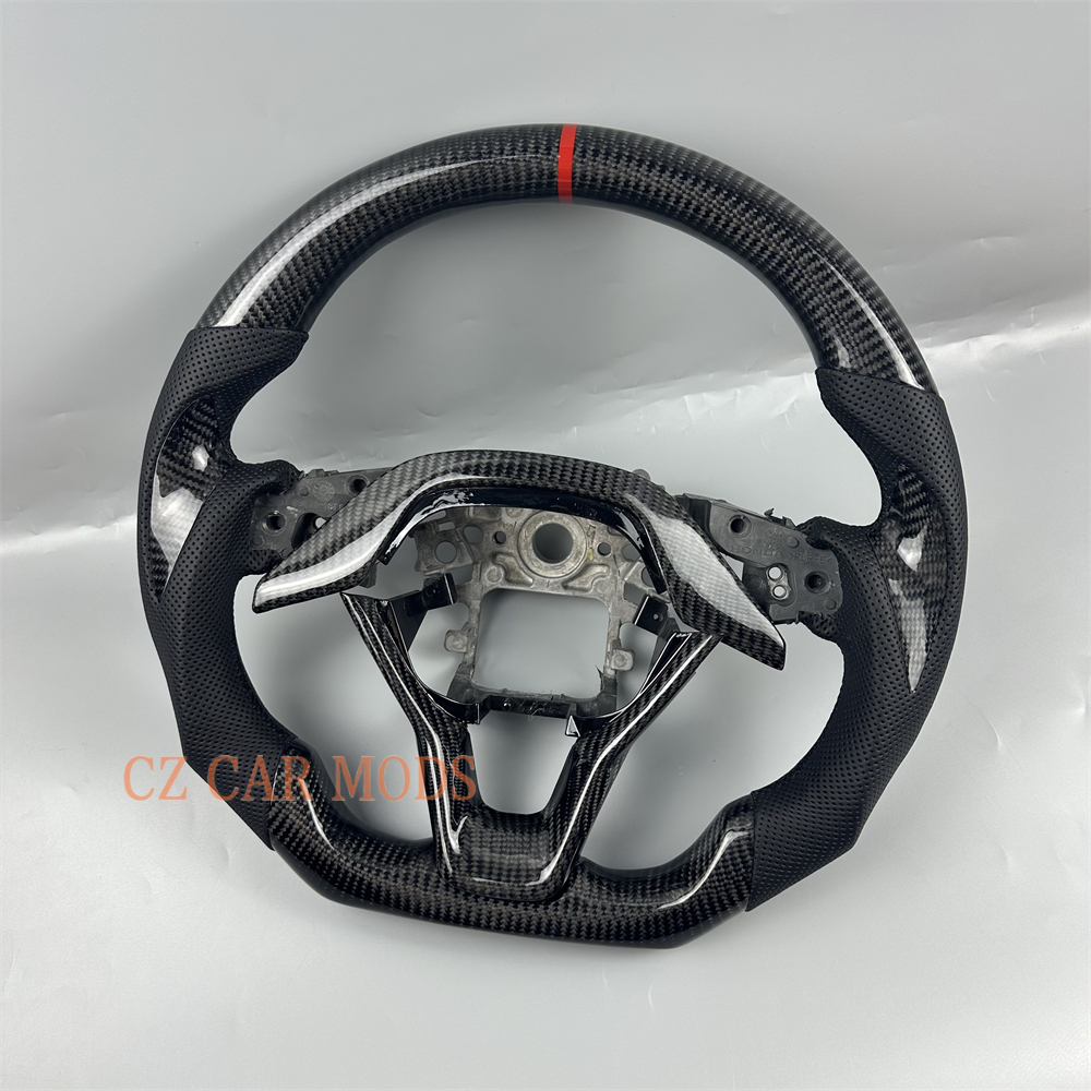 Customized black carbon fiber perforated leather red strip Steering Wheel For 2018 2019 2020 2021 2022 2023 Honda Accord