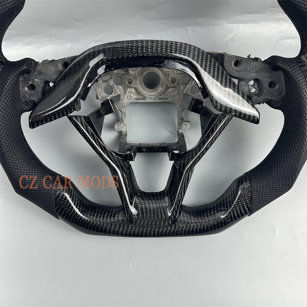 Customized black carbon fiber perforated leather red strip Steering Wheel For 2018 2019 2020 2021 2022 2023 Honda Accord