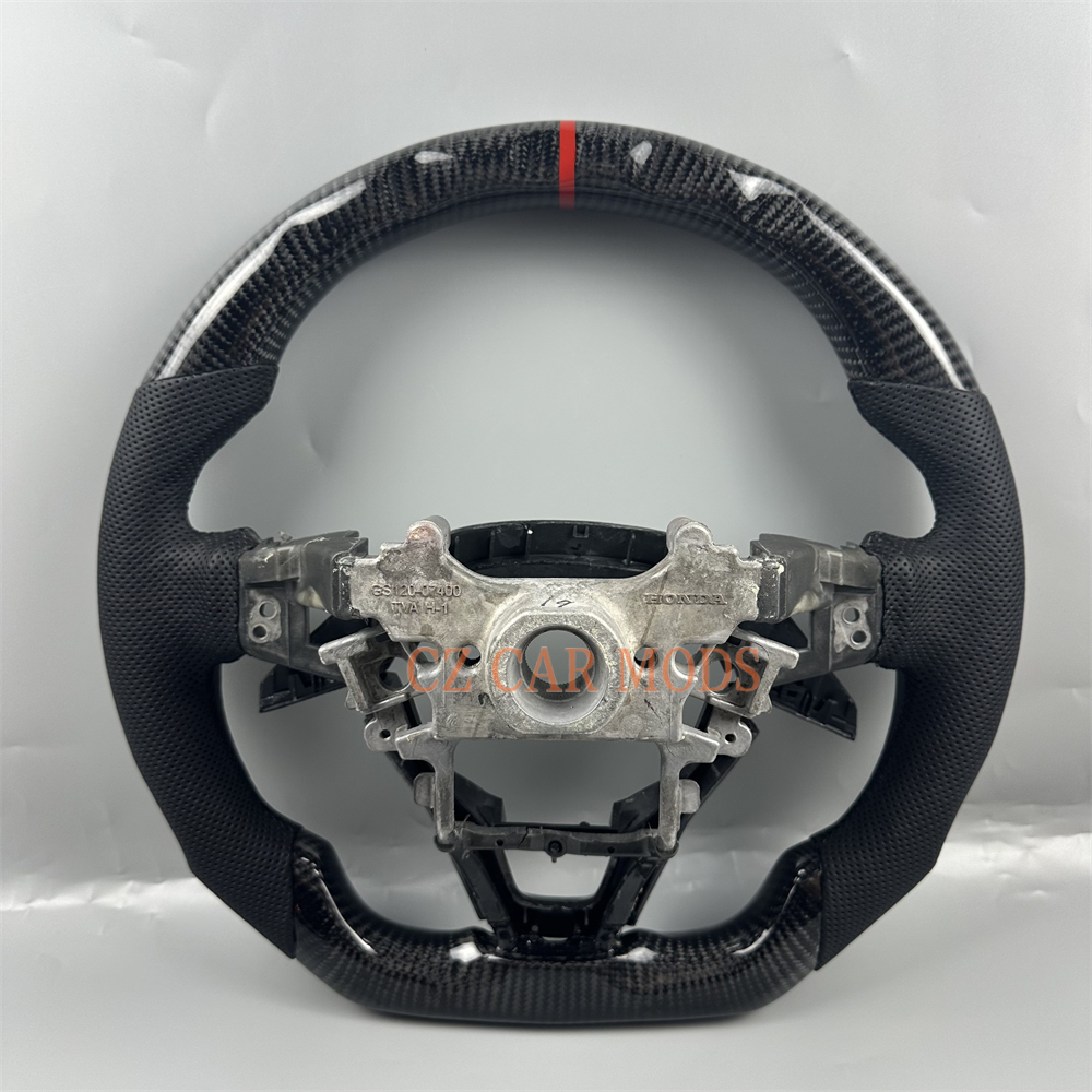Customized black carbon fiber perforated leather red strip Steering Wheel For 2018 2019 2020 2021 2022 2023 Honda Accord