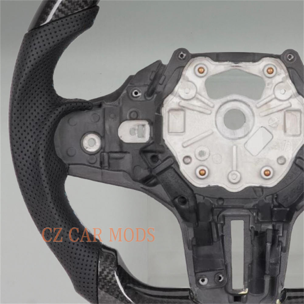 customized black carbon fiber perforated leather blue red strip For 2020 2021 2022 2023 2024 BMW X7 X5 X6 G30 steering wheel