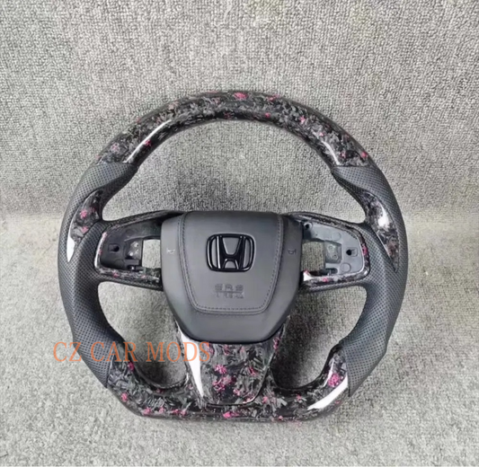 Customized Black carbon fiber leather steering wheel for Honda freed spike 2013 hybrid