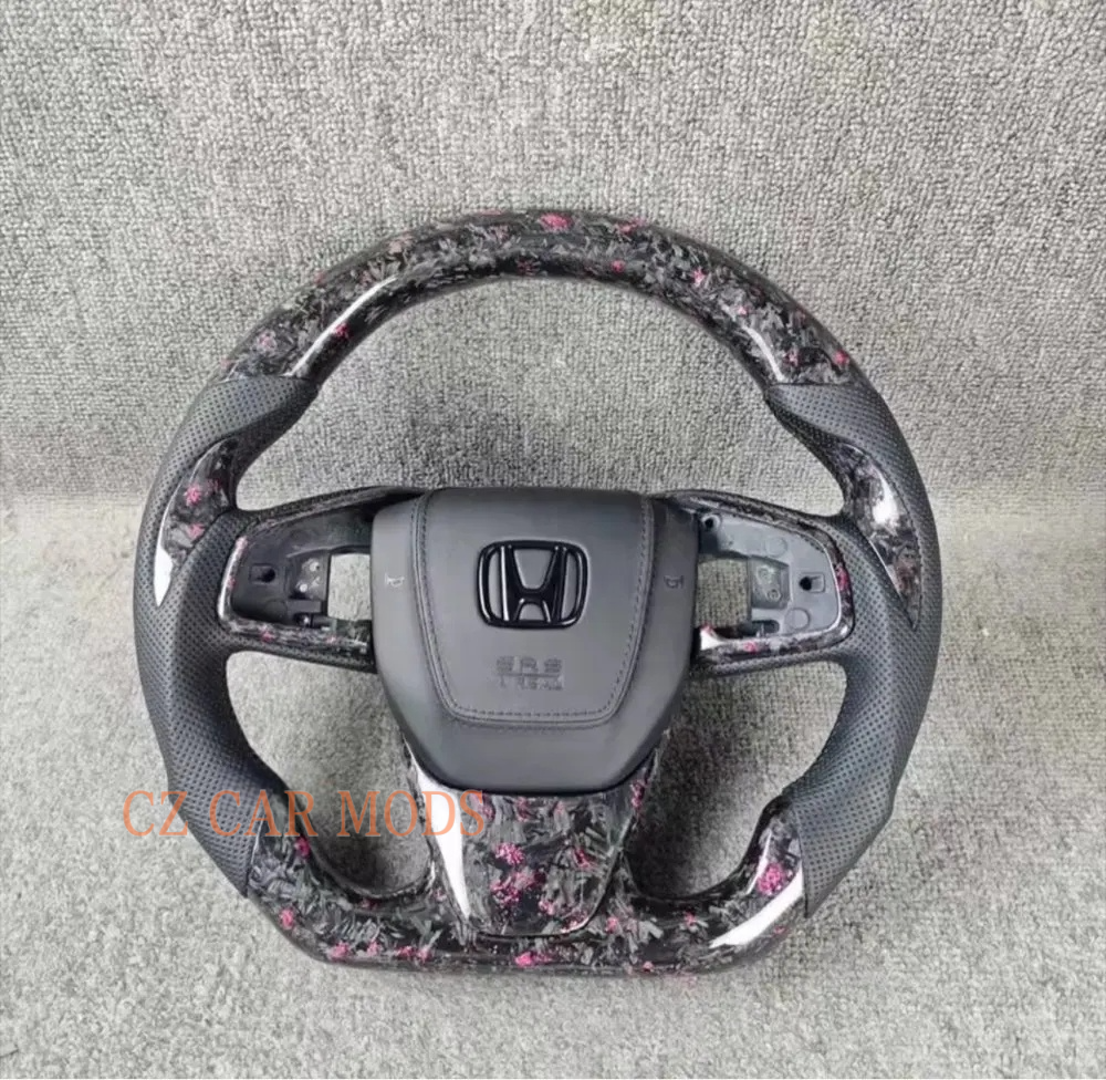 Customized Black carbon fiber leather steering wheel for Honda freed spike 2013 hybrid