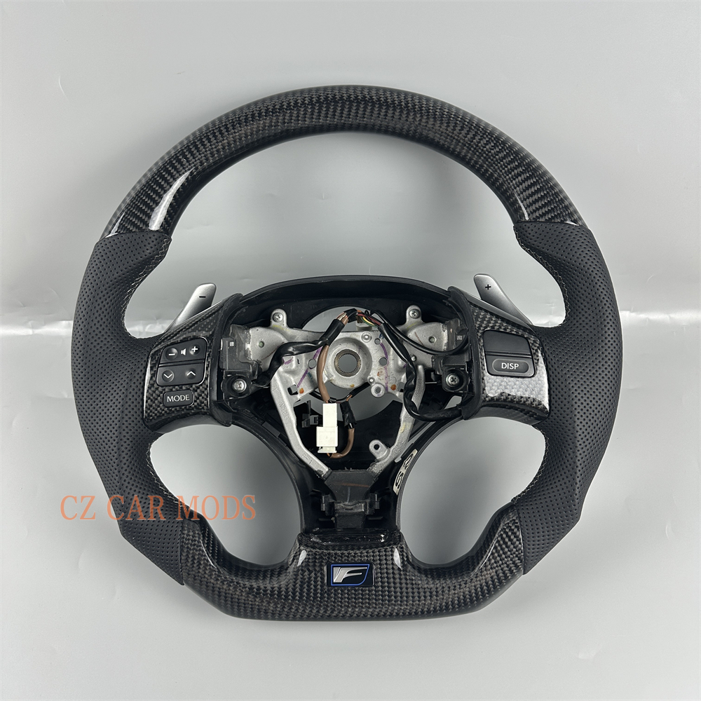 Customized Black carbon fiber leather steering wheel for 2006 2007 2008 2009 2010 2011 Lexus IS