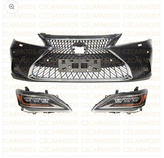 Car Body Kits for LEXUS ES350 2007 2008 2009 2010 2011 2012 Upgrade 2023 ES LS Model LookFront Bumper Triple LED Headlights