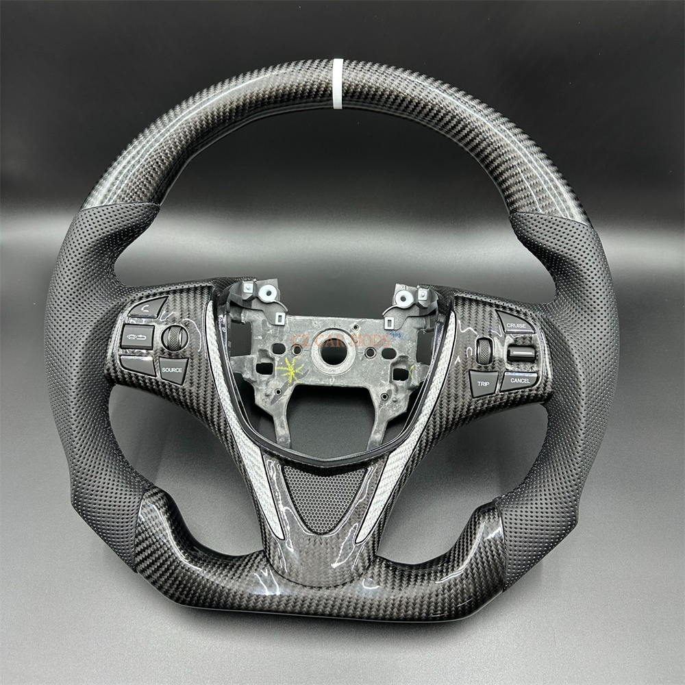 Customized black Carbon Fiber Black Perforated Leather white Strip Steering Wheel Fit For Honda Accord 2015 2016 2017 2018 2019 2020