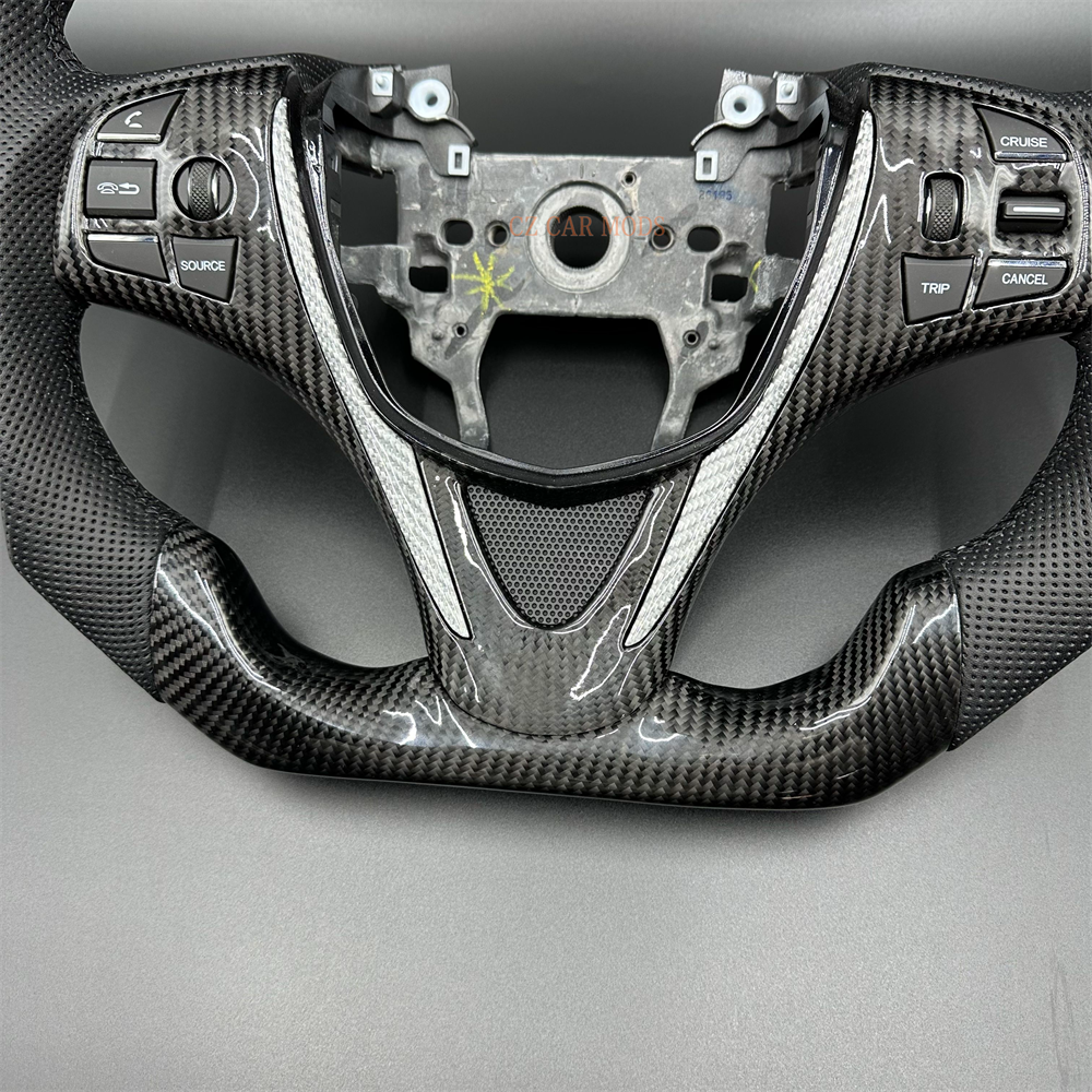 Customized black Carbon Fiber Black Perforated Leather white Strip Steering Wheel Fit For Honda Accord 2015 2016 2017 2018 2019 2020