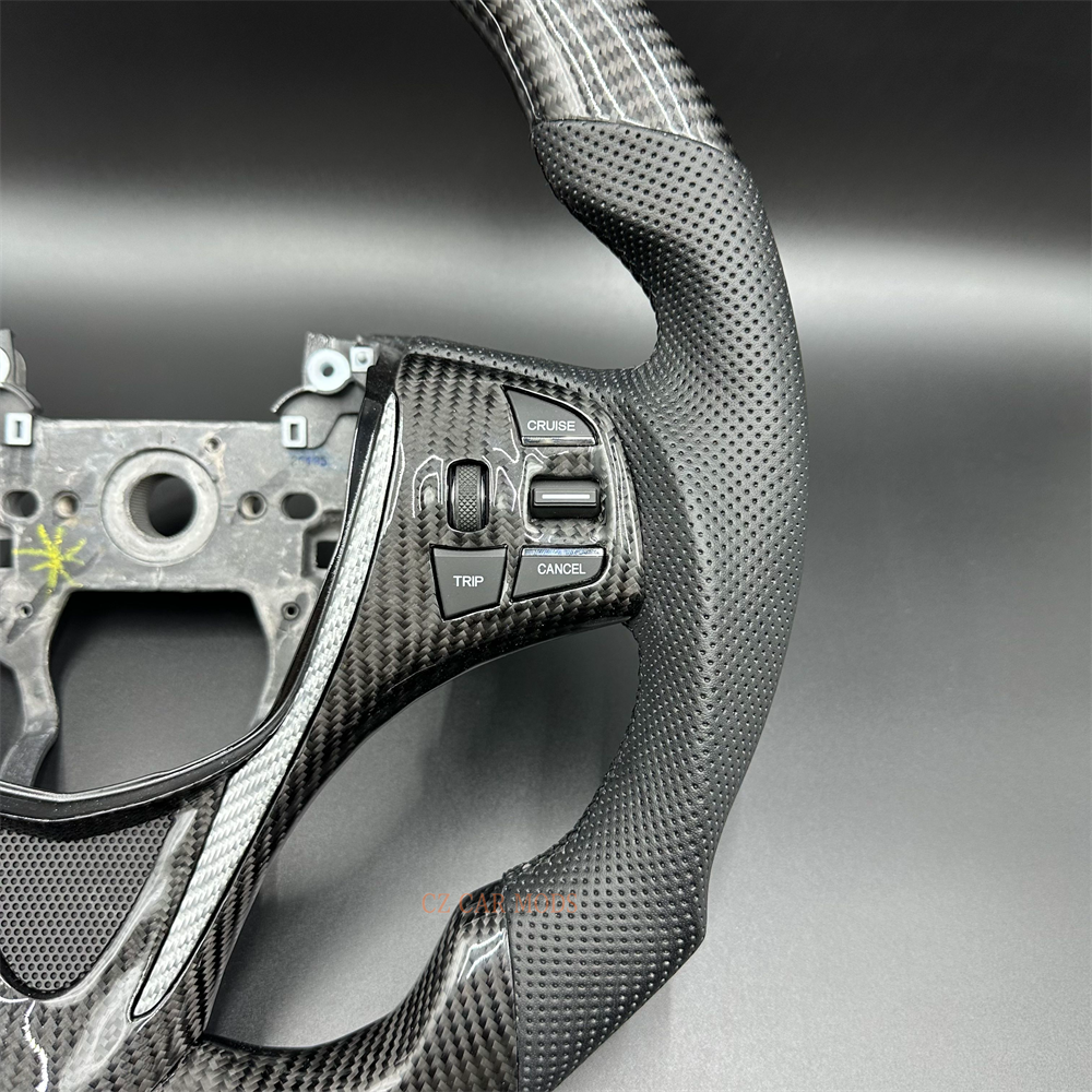 Customized black Carbon Fiber Black Perforated Leather white Strip Steering Wheel Fit For Honda Accord 2015 2016 2017 2018 2019 2020