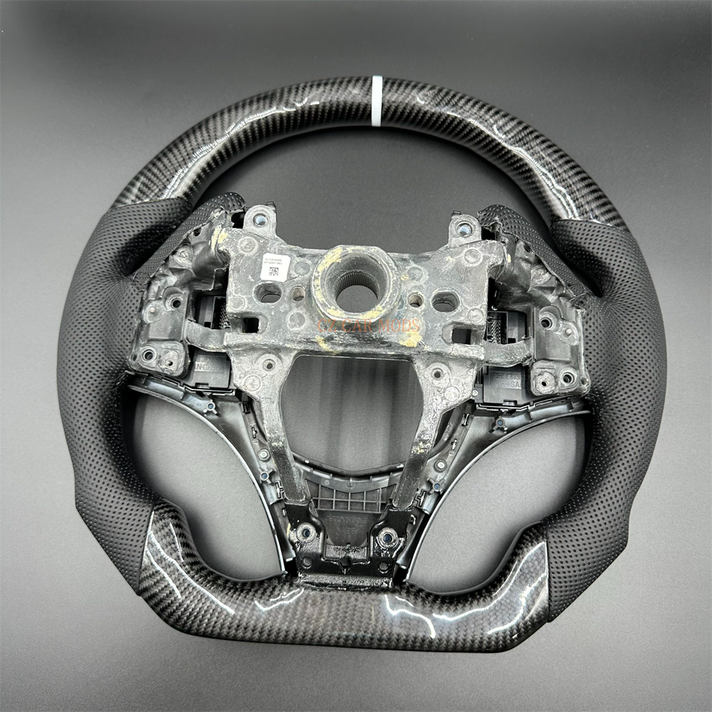 Customized black Carbon Fiber Black Perforated Leather white Strip Steering Wheel Fit For Honda Accord 2015 2016 2017 2018 2019 2020