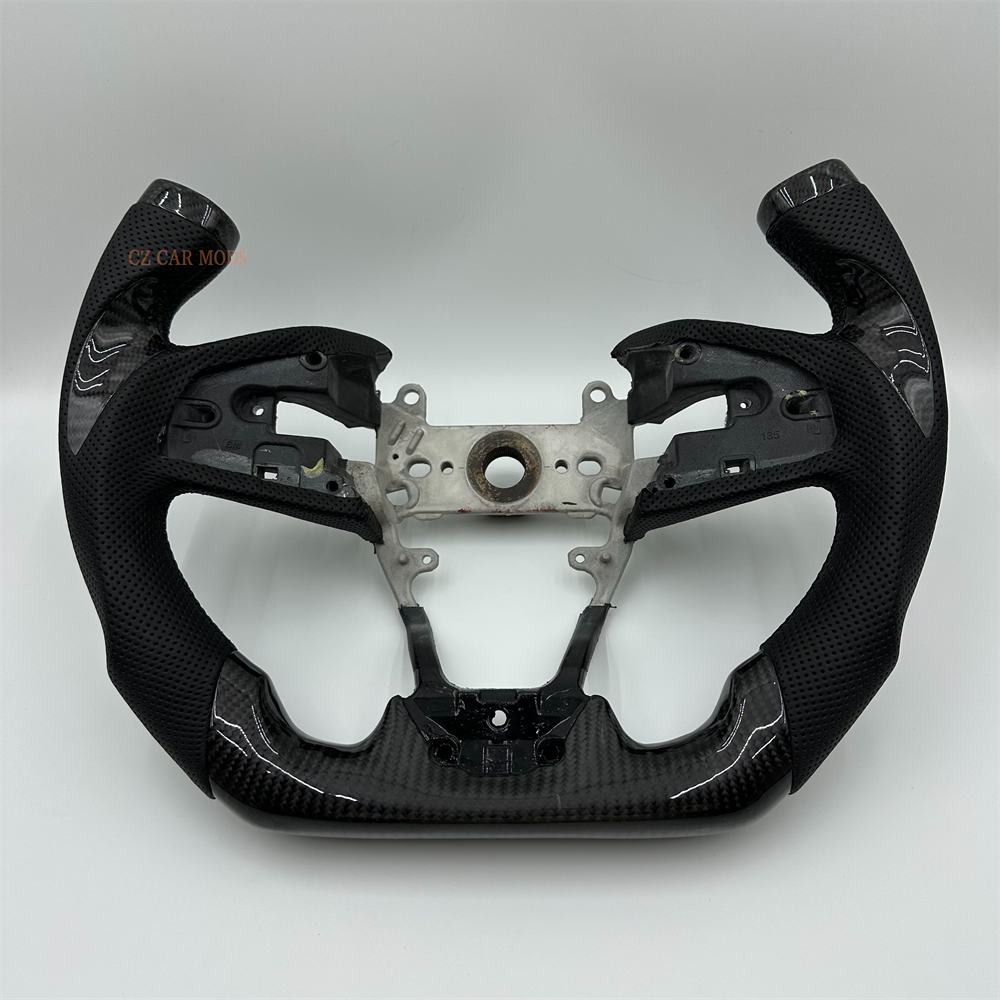 Customized black Carbon Fiber Perforated Leather Steering Wheel Fit For Honda Civic 2016-2021 TYPER