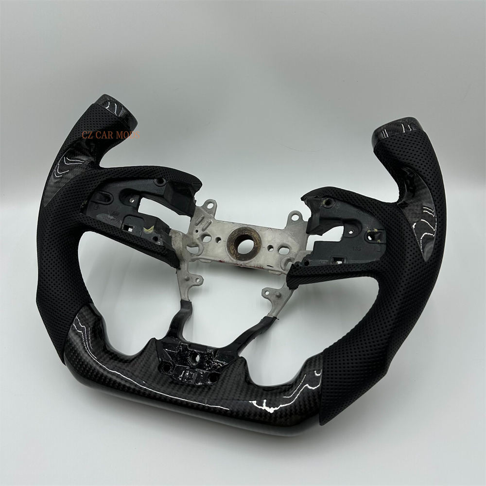 Customized black Carbon Fiber Perforated Leather Steering Wheel Fit For Honda Civic 2016-2021 TYPER