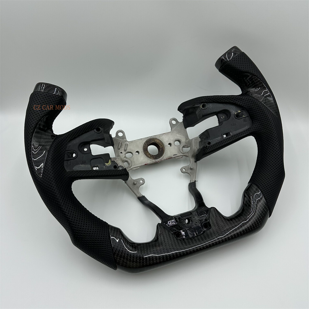 Customized black Carbon Fiber Perforated Leather Steering Wheel Fit For Honda Civic 2016-2021 TYPER