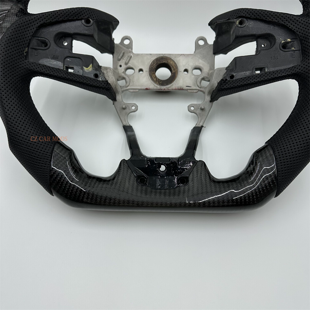 Customized black Carbon Fiber Perforated Leather Steering Wheel Fit For Honda Civic 2016-2021 TYPER