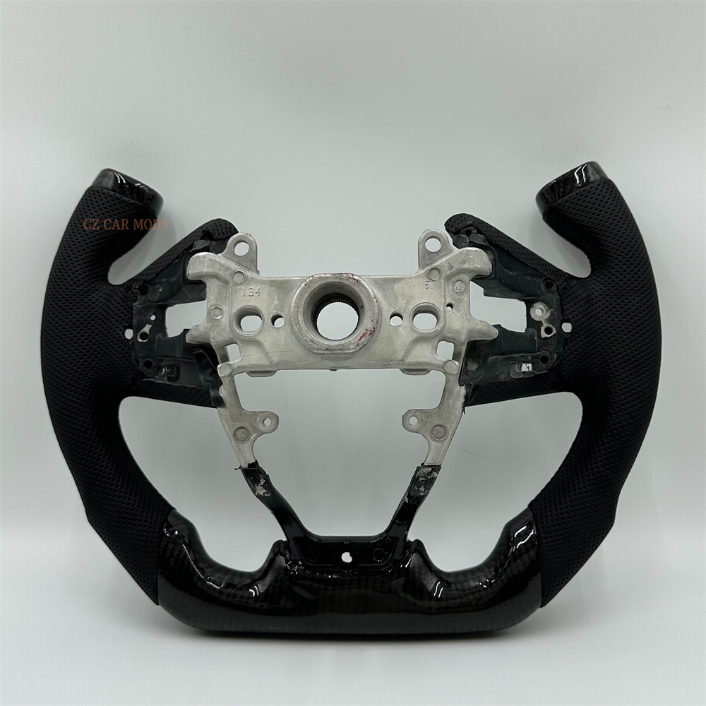 Customized black Carbon Fiber Perforated Leather Steering Wheel Fit For Honda Civic 2016-2021 TYPER
