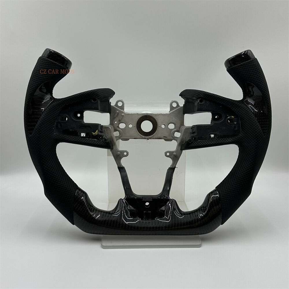 Customized black Carbon Fiber Perforated Leather Steering Wheel Fit For Honda Civic 2016-2021 TYPER