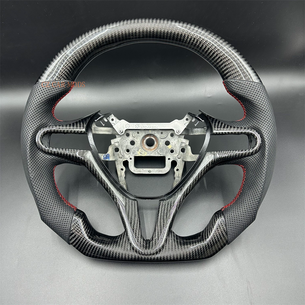 Customized black Fiber Perforated Leather Steering Wheel Fit For Honda Civic 2006-2011