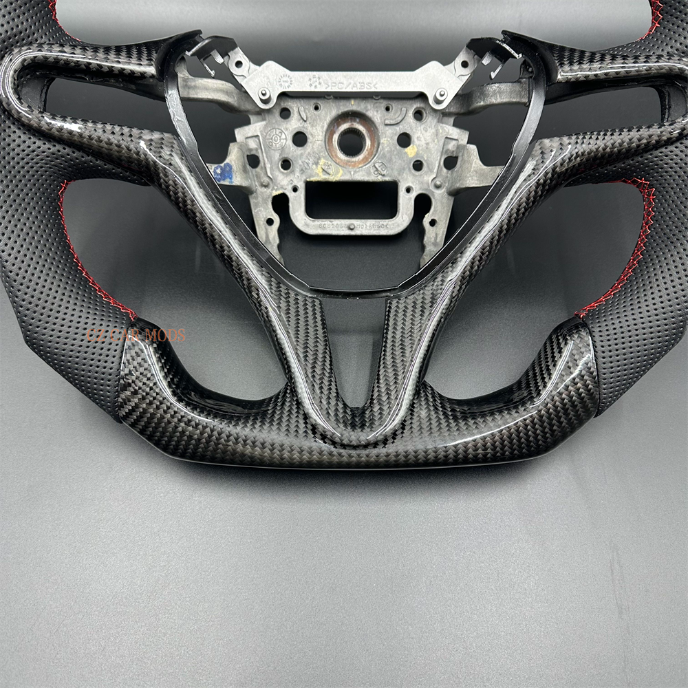 Customized black Fiber Perforated Leather Steering Wheel Fit For Honda Civic 2006-2011