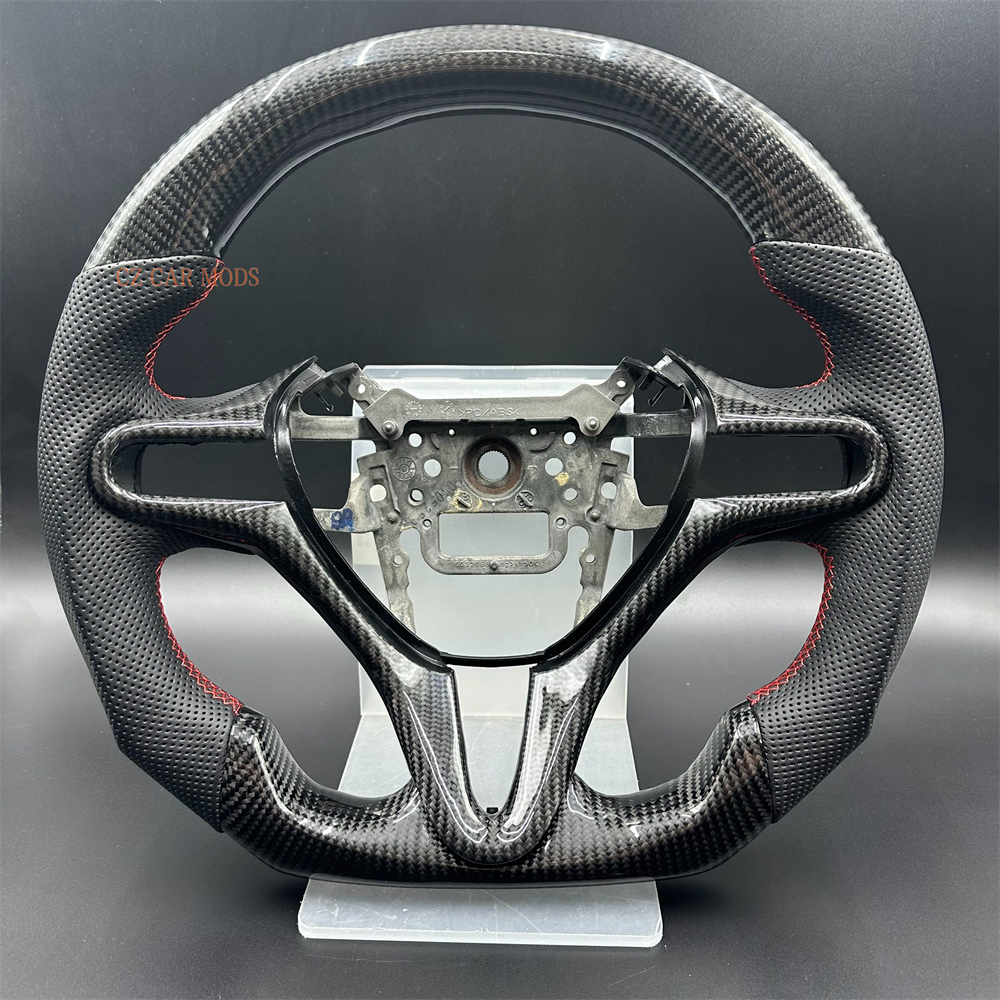 Customized black Fiber Perforated Leather Steering Wheel Fit For Honda Civic 2006-2011