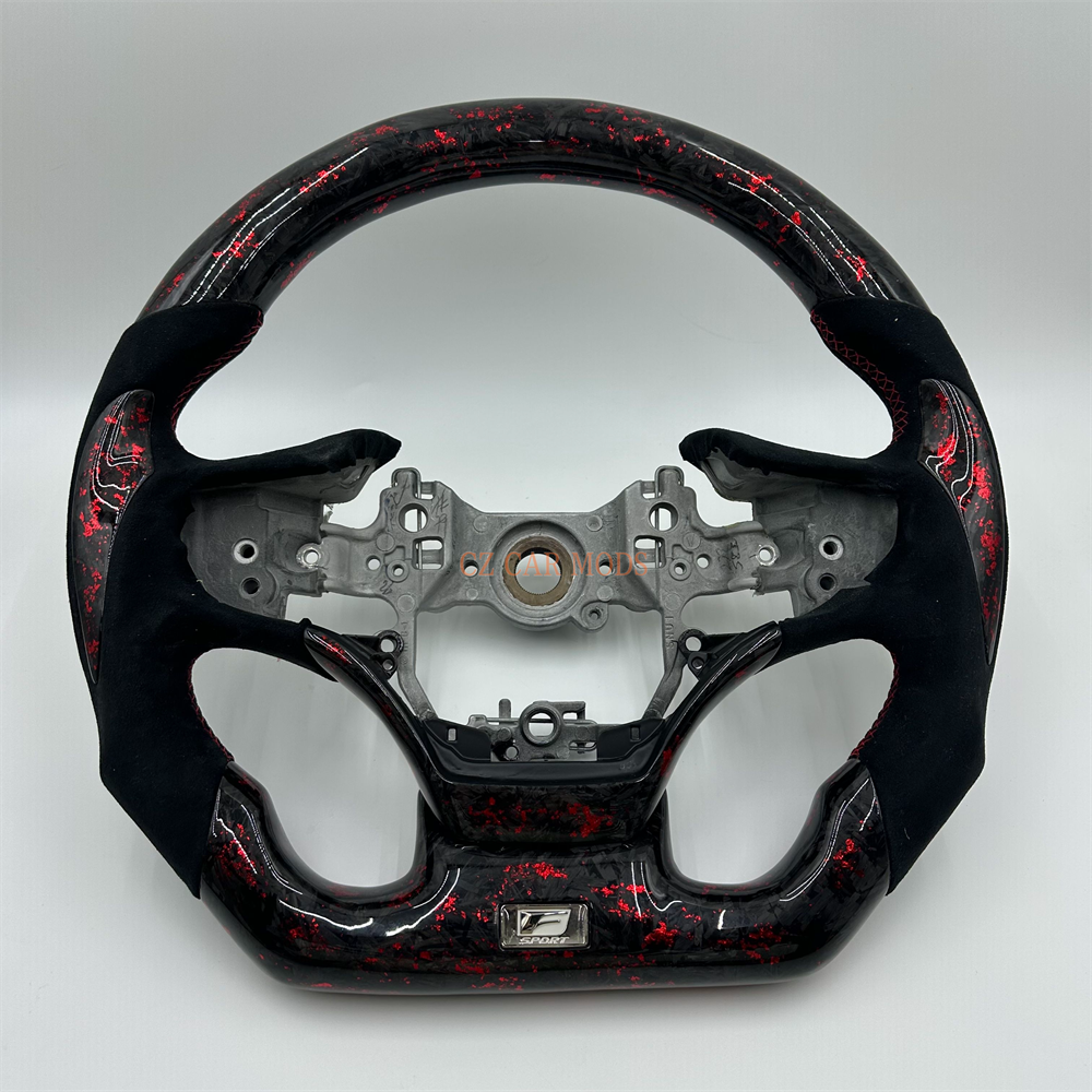 Customized Red Carbon Fiber black alcantara sports Steering Wheel Fit For 2019 lexus es
