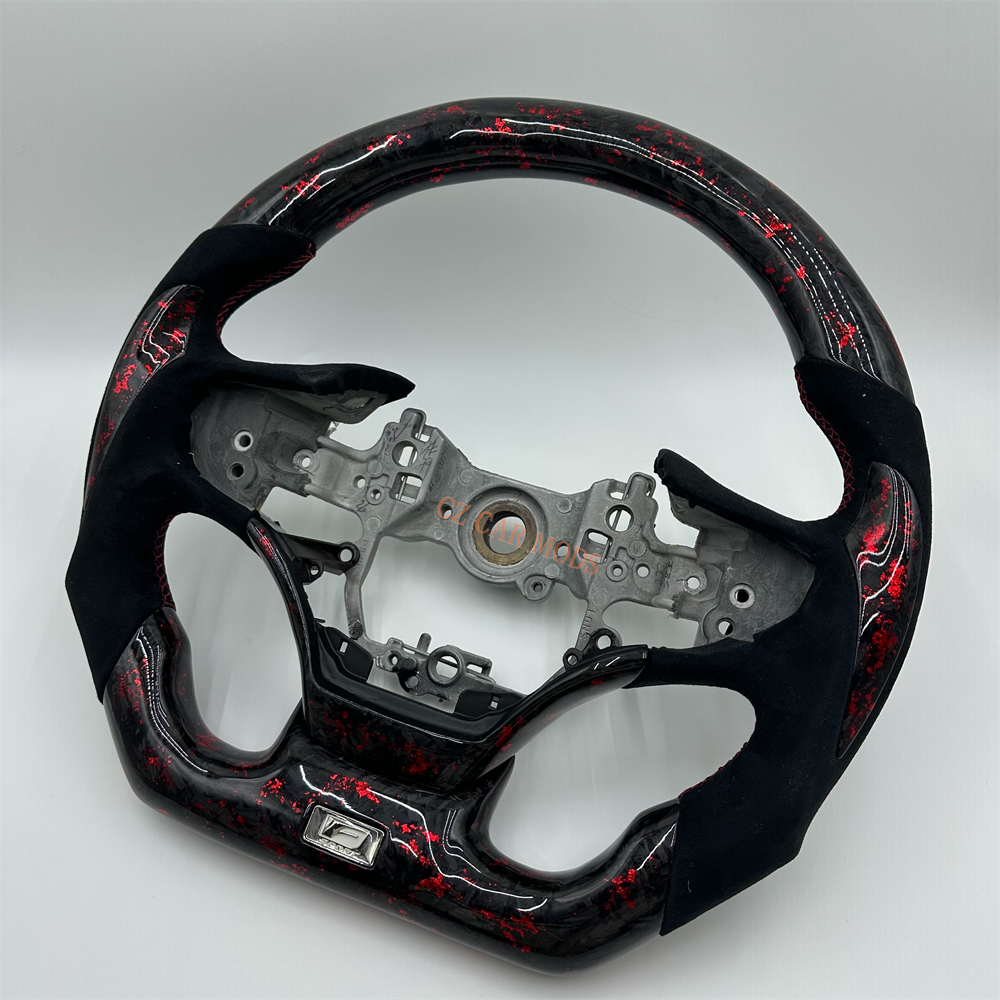 Customized Red Carbon Fiber black alcantara sports Steering Wheel Fit For 2019 lexus es