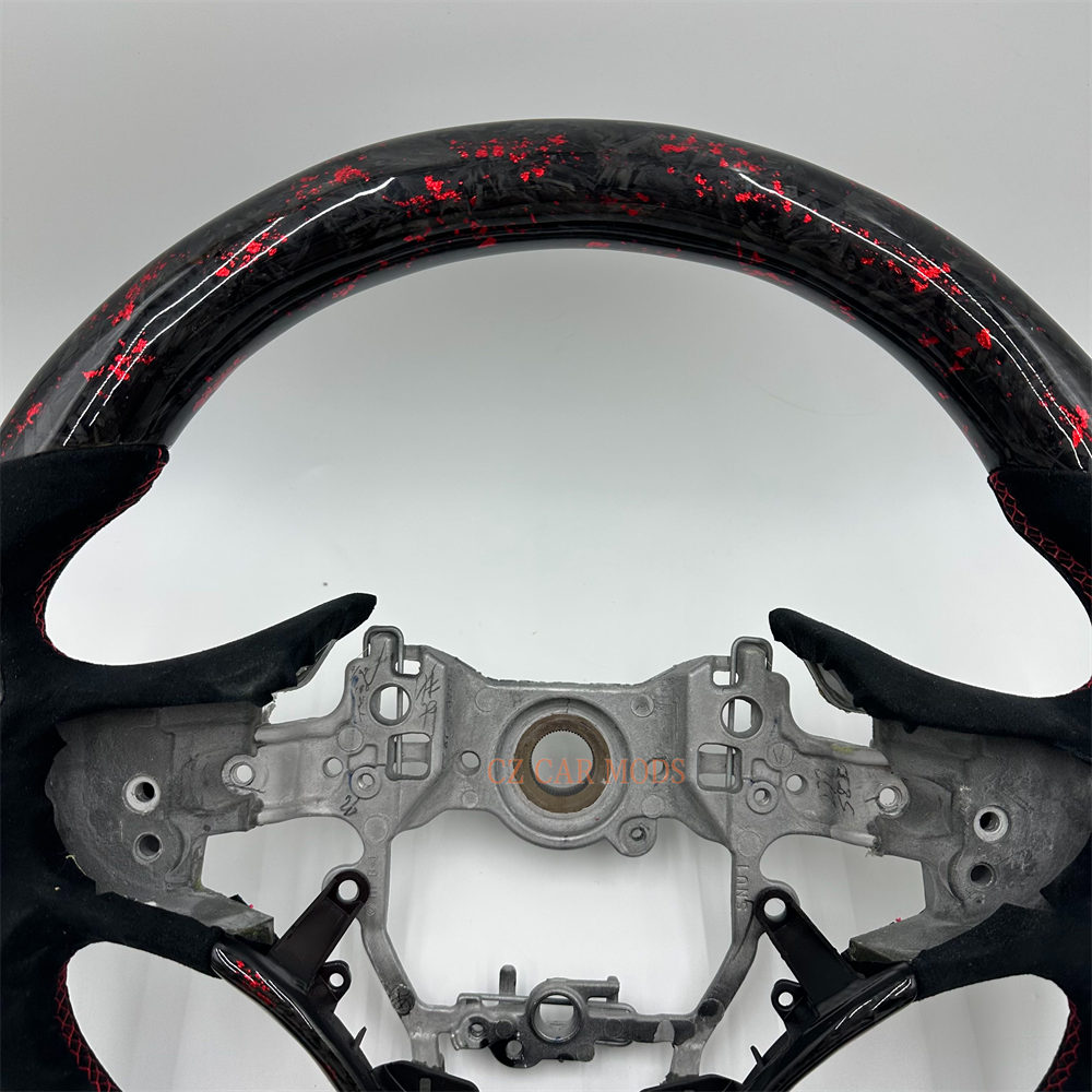 Customized Red Carbon Fiber black alcantara sports Steering Wheel Fit For 2019 lexus es