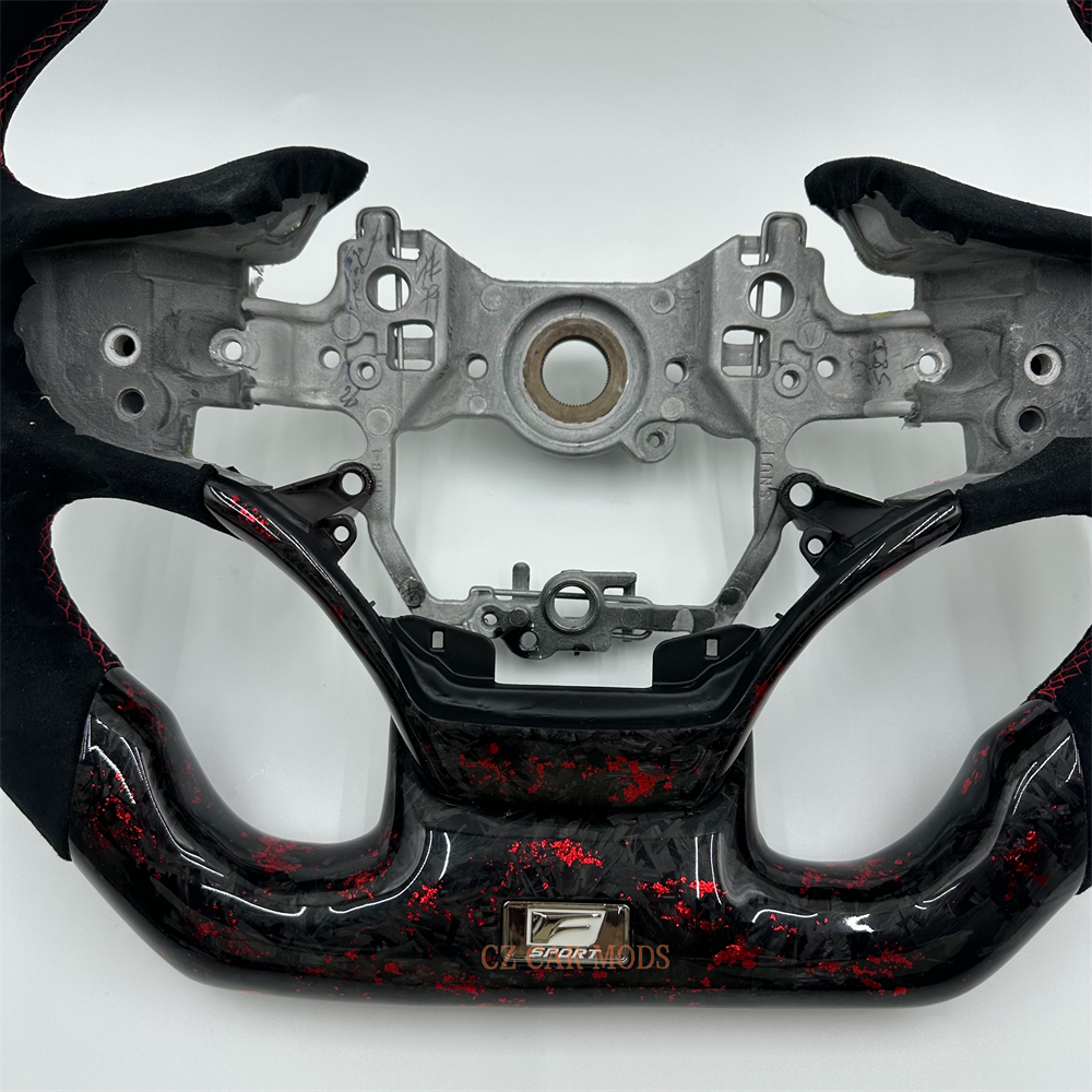 Customized Red Carbon Fiber black alcantara sports Steering Wheel Fit For 2019 lexus es