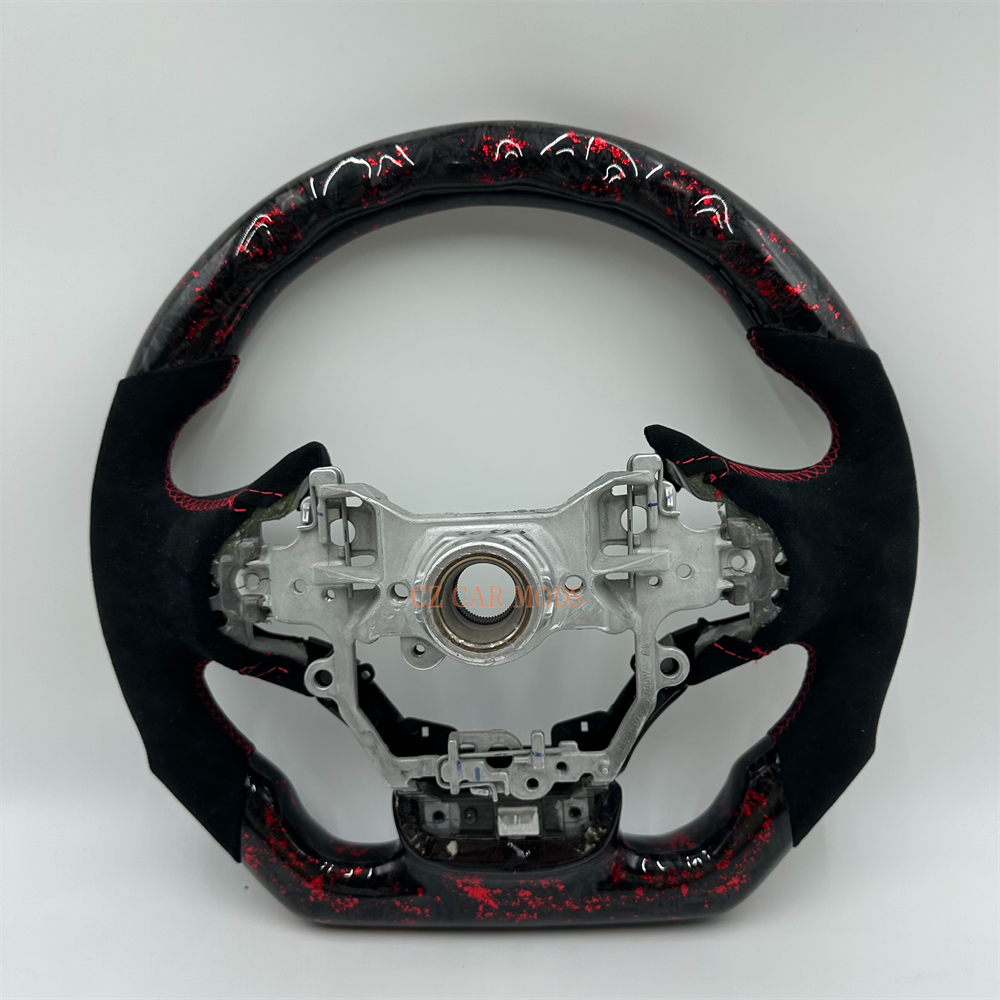 Customized Red Carbon Fiber black alcantara sports Steering Wheel Fit For 2019 lexus es