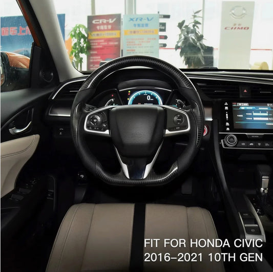 Custom black carbon fiber leather sport steering wheel for 2016 2017-2021 honda civic(Same-day shipping)