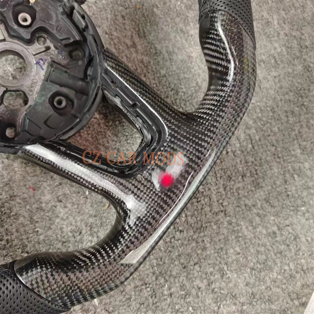 Customized Black Perforated Leather Carbon Fiber Steering Wheel Auto Accessory For Audi A4 2017 2018 2019 2020 Remanufactured