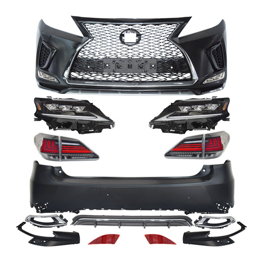 Car Body Kits for Lexus RX RX270 RX350 RX450h 2010-2015 upgrade to 2021 Style Front Rear Bumper Triple LED Headlight Tail Light