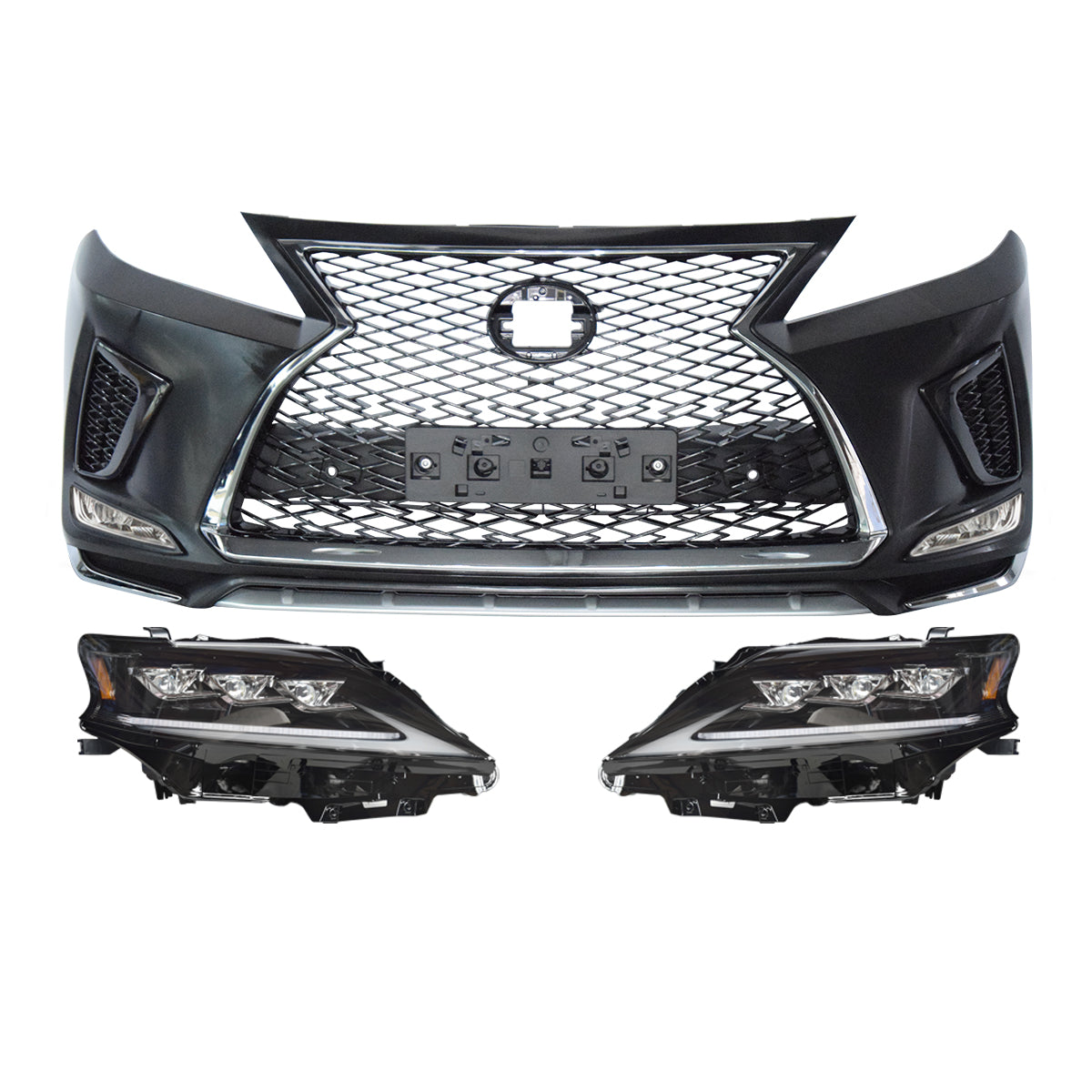 Car Body Kits for Lexus RX RX270 RX350 RX450h 2010-2015 upgrade to 2021 Style Front Rear Bumper Triple LED Headlight Tail Light