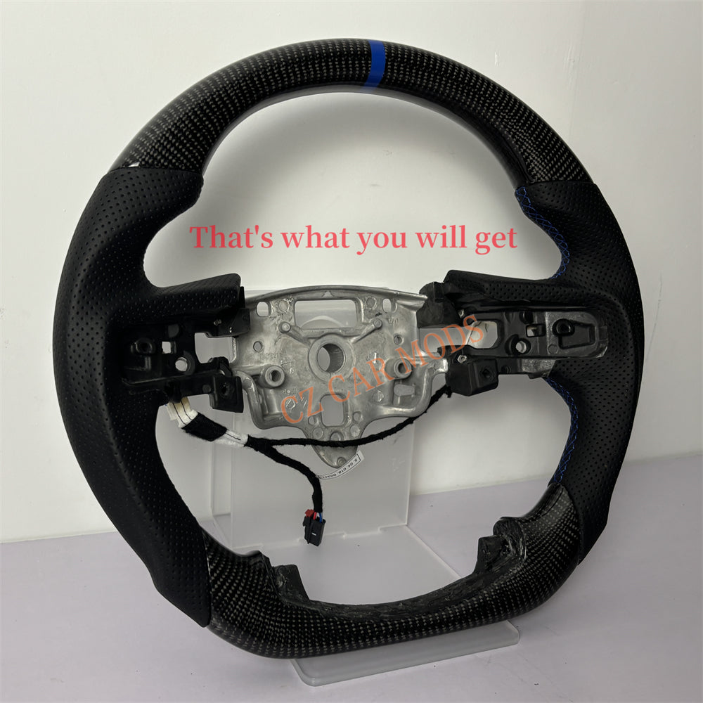 Customized Brand New Perforated Leather Black Carbon Fiber Steering Wheel Auto Accessory For Chevrolet Silverado 2022 2023 2024