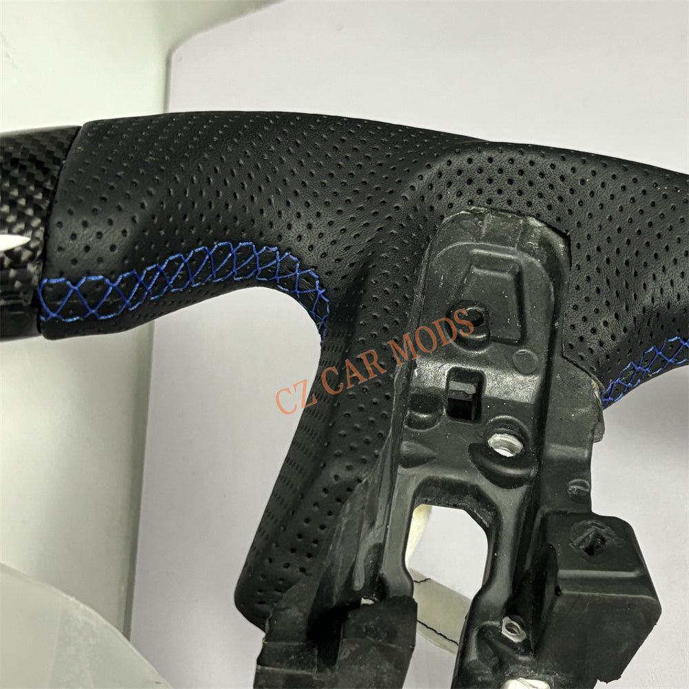 Customized Brand New Perforated Leather Black Carbon Fiber Steering Wheel Auto Accessory For Chevrolet Silverado 2022 2023 2024