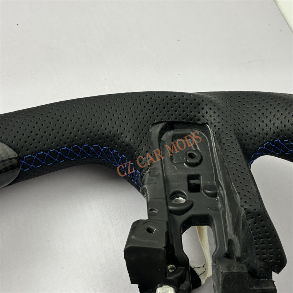 Customized Brand New Perforated Leather Black Carbon Fiber Steering Wheel Auto Accessory For Chevrolet Silverado 2022 2023 2024