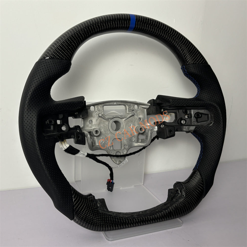 Customized Brand New Perforated Leather Black Carbon Fiber Steering Wheel Auto Accessory For Chevrolet Silverado 2022 2023 2024