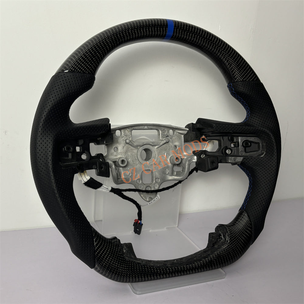 Customized Brand New Perforated Leather Black Carbon Fiber Steering Wheel Auto Accessory For Chevrolet Silverado 2022 2023 2024