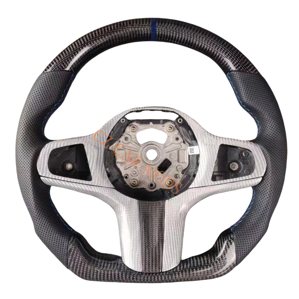 Customized Perforated Leather Carbon Fiber Steering Wheel For 2018 2019 2020 2021 2022 BMW M8 Auto Accessory Re-manufactured