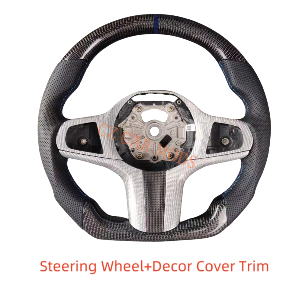 Customized Perforated Leather Carbon Fiber Steering Wheel For 2018 2019 2020 2021 2022 BMW M8 Auto Accessory Re-manufactured