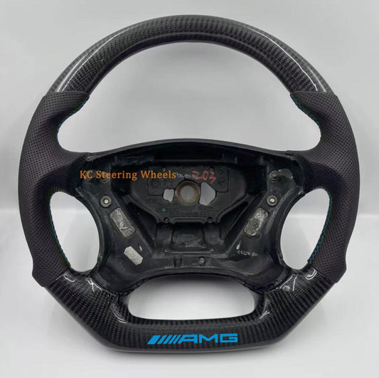 Carbon fibre black Leather Steering Wheel For Mercedes-Benz 2001 2002 2003 C32 w203