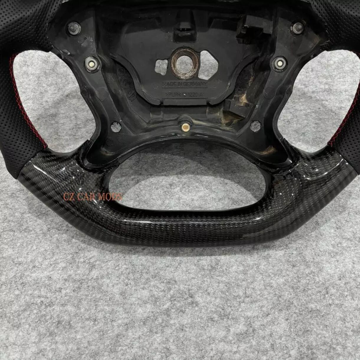 Carbon fibre Leather Red stitching with red stripes Steering Wheel For Mercedes-Benz 2001 2002 2003 C32 w203