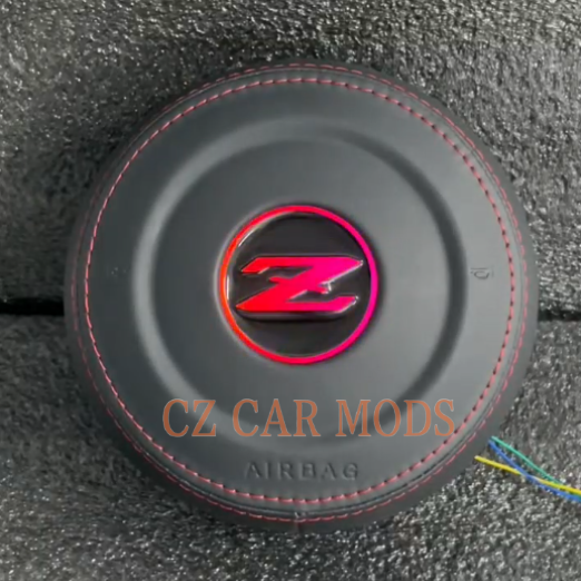 Black leather red stitch LED Luminous Steering Wheel Airbag Cover Designed Specifically for Nissan