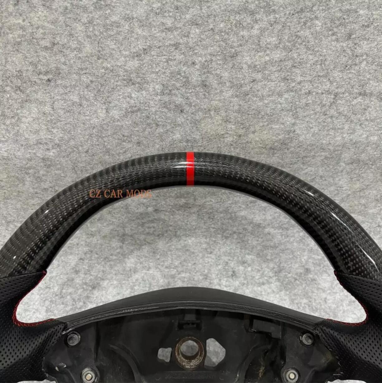 Carbon fibre Leather Red stitching with red stripes Steering Wheel For Mercedes-Benz 2001 2002 2003 C32 w203