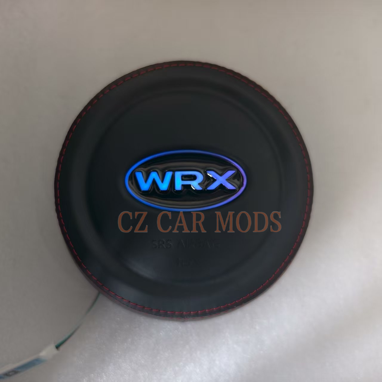 Black leather red stitch LED Luminous Steering Wheel Airbag Cover Designed Specifically for Subaru