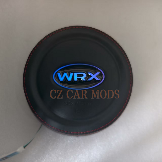 Black leather red stitch LED Luminous Steering Wheel Airbag Cover Designed Specifically for Subaru