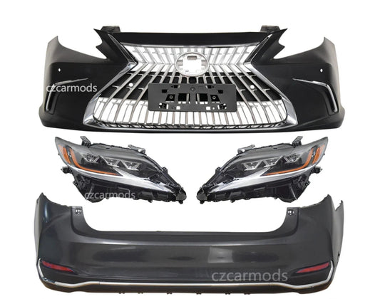 Car Body Kits for LEXUS ES ES300h ES350 2013-2018 Upgrade 2023 Look Front Bumper Grille Triple LED Headlights Rear Bumper