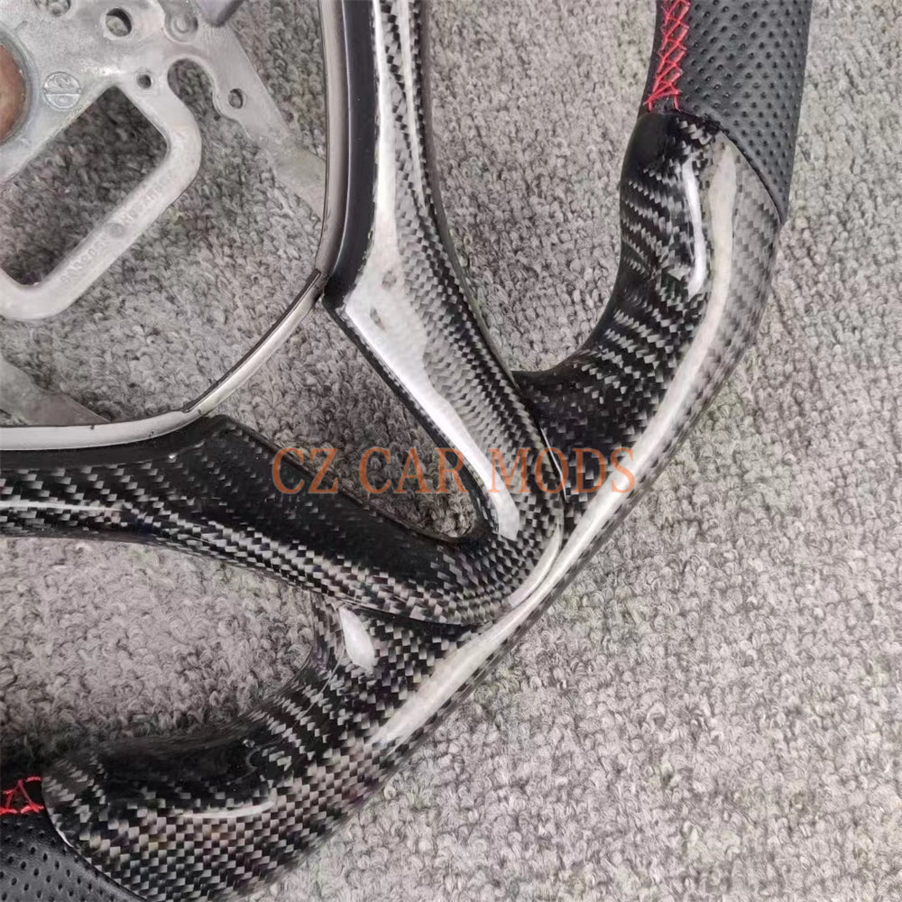 Custom Perforated Leather Carbon Fiber Steering Wheel With Tricolor Center Strip Auto Accessory For Honda City 2009 2010 2011 2012 2013 Remanufactured