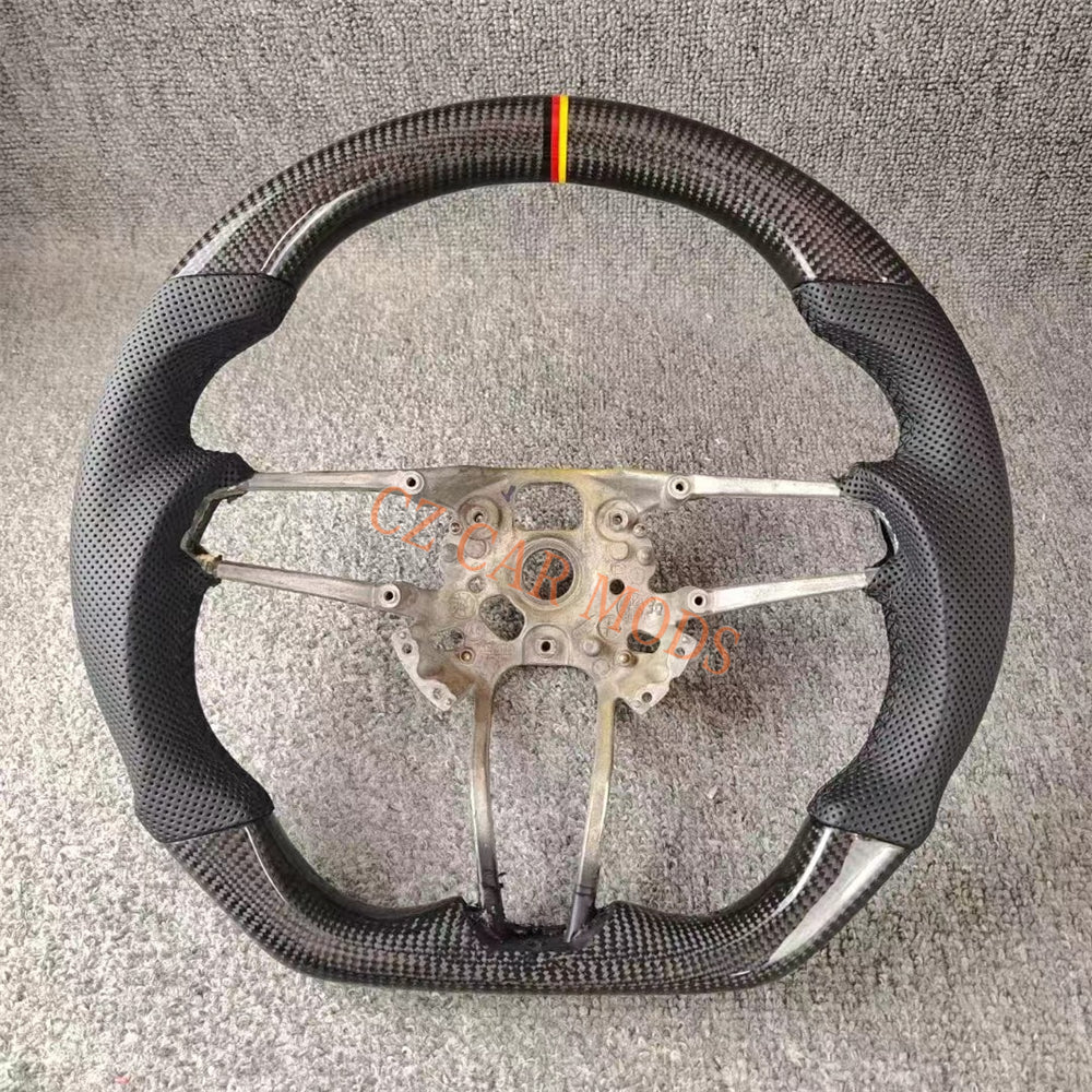 Customized Brand New Perforated Leather Real Black Carbon Fiber Steering Wheel Auto Accessory Fit For Porsche 718 2016 2017 2018 2019 2020 2021