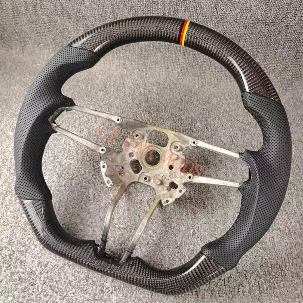 Customized Brand New Perforated Leather Real Black Carbon Fiber Steering Wheel Auto Accessory Fit For Porsche 718 2016 2017 2018 2019 2020 2021