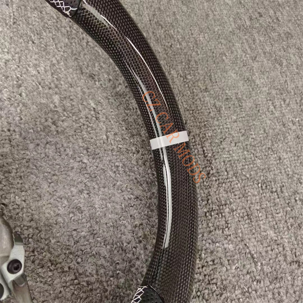Custom Brand New Perforated Leather Carbon Fiber Steering Wheel White Center Strip Fit For Porsche 718 2016 2017 2018 2019 2020 2021 Auto Accessory