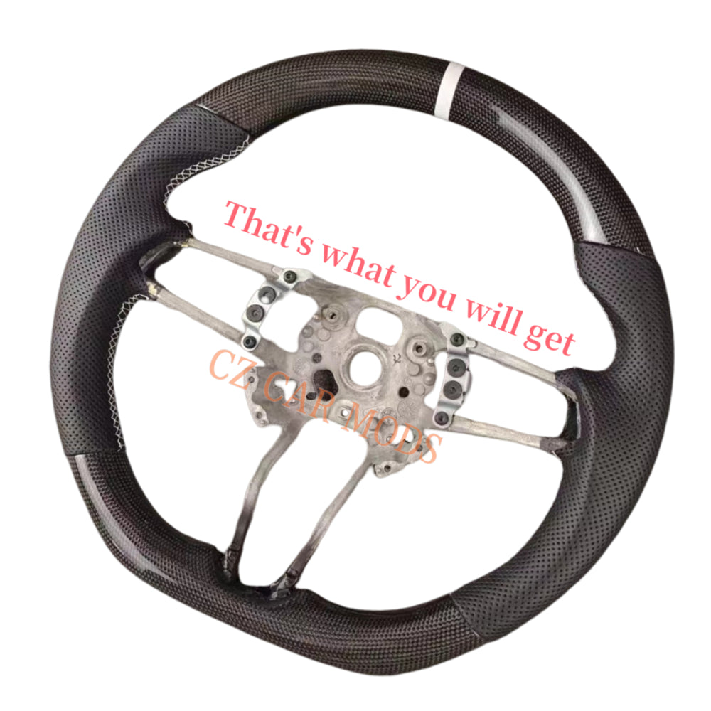 Custom Brand New Perforated Leather Carbon Fiber Steering Wheel White Center Strip Fit For Porsche 718 2016 2017 2018 2019 2020 2021 Auto Accessory